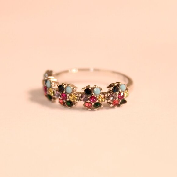 COLORFUL FLOWER GEMSTONE RING - Picture 4 of 4